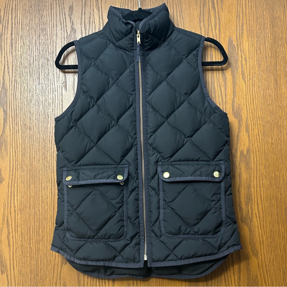J Crew XXS navy quilted down vest.